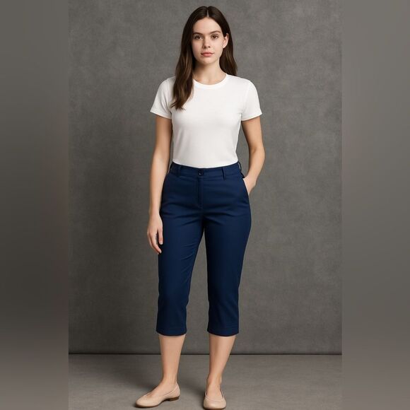 Lauren Ralph Lauren Pants Women's Size 16 Blue Cropped Chino Stretch - Picture 1 of 10